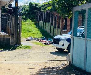 Las víctimas quedaron juntas en un estrecho callejón de tierra anexo al muro perimetral de una vivienda, cuatro de espaldas al suelo y solo uno boca arriba.