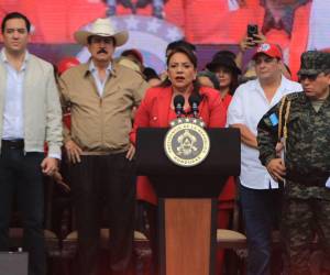 La mandataria habló ante la multitud antes del inicio de la marcha.