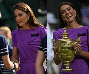 La princesa Kate Middleton realizó su segunda aparición pública desde que anunció que sufría cáncer en marzo de 2023. La Princesa de Gales a la final masculina de tenis en Wimbledon donde estuvo acompaña de su hija Carlotta de nueve años. Middleton llegó muy sonriente y reluciente al evento deportivo. A continuación las imágenes.