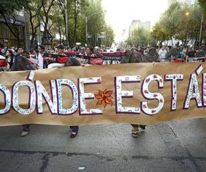 Manifestación en México por la desaparición de 43 estudiantes.