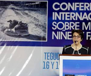 La canciller Mireya Agüero cerró la Conferencia Internacional sobre Migración, Niñez y Familia con la lectura de la Hoja de Ruta: Un llamado a la acción. (Foto: AFP)