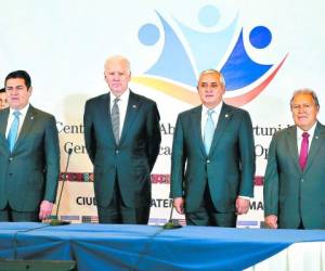 Juan O. Hernández, Joe Biden, Otto Pérez y Salvador Sánchez Cerén.