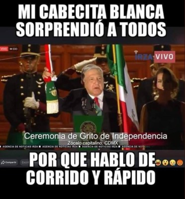 AMLO no se salvó de los memes por el emotivo grito de independencia