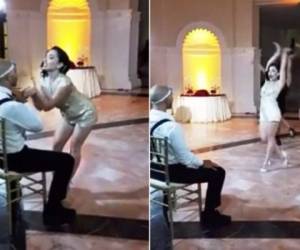 La mujer sorprendió a su novio con espectacular baile.