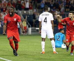 KANSAS CITY, KANSAS - 26 DE JUNIO: Jozy Altidore # 17 de los Estados Unidos celebra después de anotar durante la segunda mitad del partido de la Copa de Oro de la CONCACAF contra Panamá en el Children's Mercy Park el 26 de junio de 2019 en Kansas City, Kansas. Estados Unidos derrotó a Panamá 1-0 para ganar el juego. Jamie Squire / Getty Images / AFP