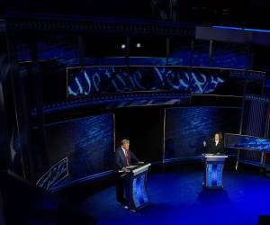 Fotografía del debate del 10 de septiembre entre los candidatos presidenciales Donald Trump y Kamala Harris.