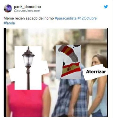 Divertidos memes del paracaidista accidentado en los desfiles de España