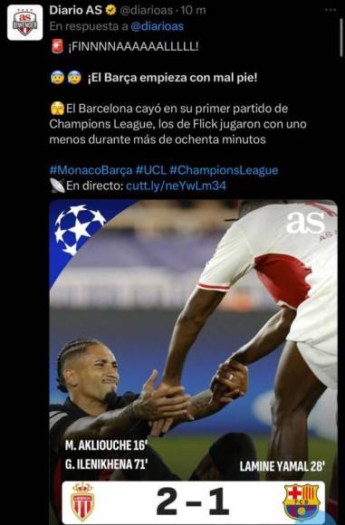 “Miedo en Champions”: así reaccionó la prensa tras derrota de Barcelona ante Mónaco