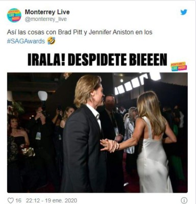 Brad Pitt y Jennifer Aniston se reencuentran y los memes se hacen virales