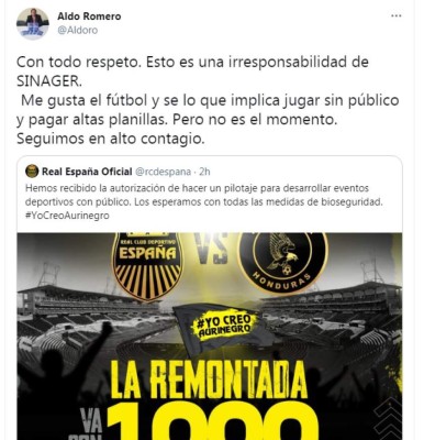 Polémica: Así critican el regreso de la afición a los estadios de Honduras