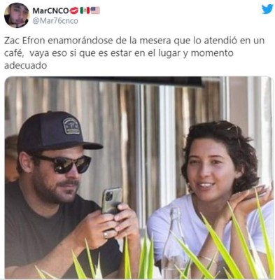 Los memes que desató el noviazgo de Zac Efron con una mesera