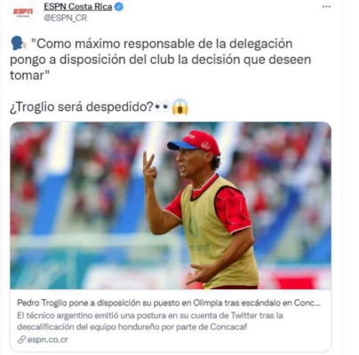 Reacción de la prensa internacional por la probable renuncia de Troglio del Olimpia