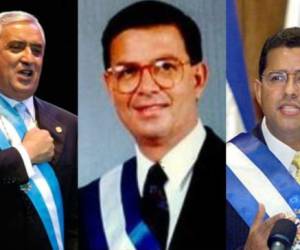 Imagen de los expresidentes, de Guatemala, Otto Pérez Molina, Honduras, Rafael Leonardo Callejas, y El Salvador, Francisco Flores.