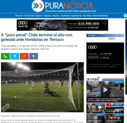 Prensa chilena reconoce pésimo arbitraje contra Honduras