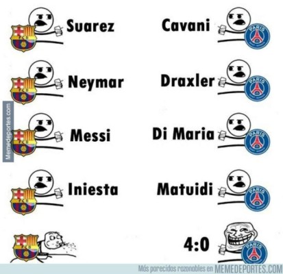 Los memes del partido Barcelona 6-1 PSG en la fase de octavos de la Champions