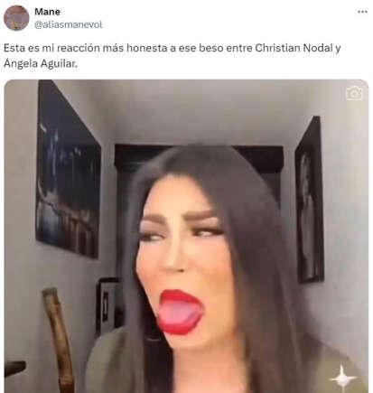 Los memes del beso entre Christian Nodal y Ángela Aguilar