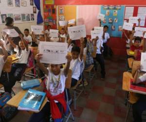 En más de mil centros educativos del Distrito Central, los alumnos ya trabajan con las hojas de identificación de criaderos, como en la Escuela República de China-Taiwán de la residencial Honduras. Foto: Alex Perez.