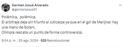 La reacción de la prensa tras gol polémico de Edrick Menjívar en Olimpia-Juticalpa ¿Robo?