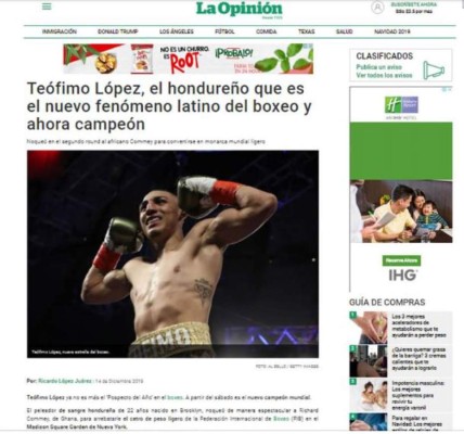 FOTOS: Hondureño Teófimo López acapara las portadas de medios internacionales