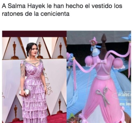 Premios Oscar: Memes se burlan del extravagante vestido de Salma Hayek