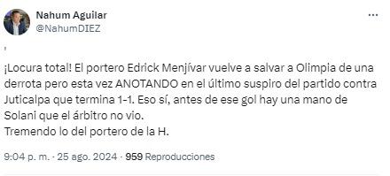 La reacción de la prensa tras gol polémico de Edrick Menjívar en Olimpia-Juticalpa ¿Robo?