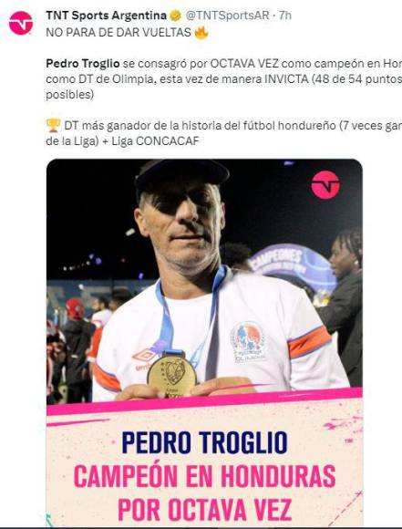 Prensa internacional destaca tricampeonato invicto del Olimpia de Troglio