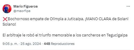 La reacción de la prensa tras gol polémico de Edrick Menjívar en Olimpia-Juticalpa ¿Robo?