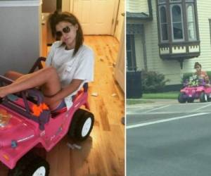 Una estudiante sin licencia conduce un Jeep de Barbie.