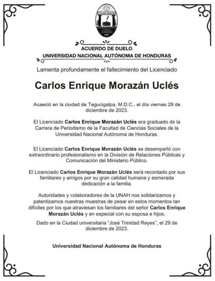 Consternación y pesar: gremio de luto por muerte de Carlos Morazán, portavoz del MP