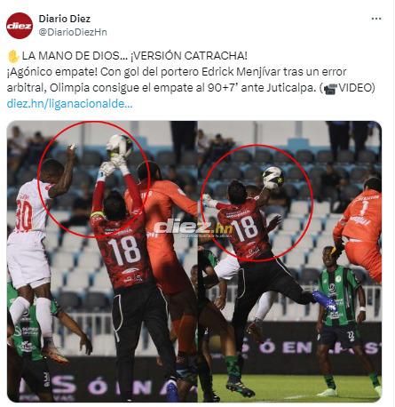 La reacción de la prensa tras gol polémico de Edrick Menjívar en Olimpia-Juticalpa ¿Robo?