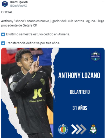 Antony “Choco” Lozano llega al Santos Laguna y así reaccionó la prensa de México