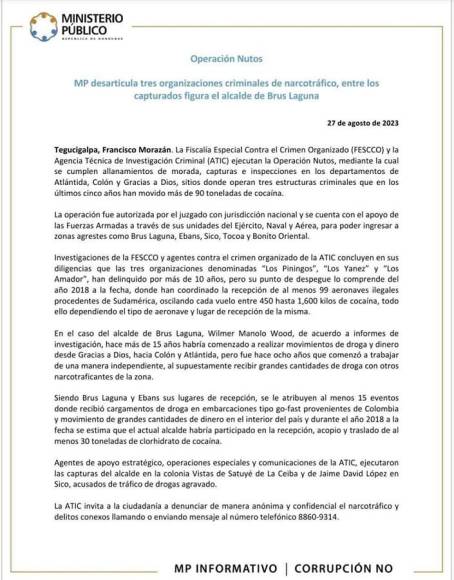 De maestro de español a mover grandes cantidades de droga: las operaciones delictivas del alcalde de Brus Laguna