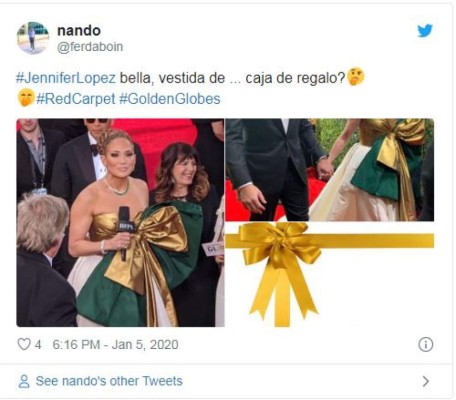 Look de Jennifer López en los Golden Globe deja los mejores memes   