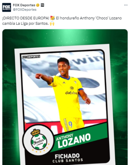 Antony “Choco” Lozano llega al Santos Laguna y así reaccionó la prensa de México