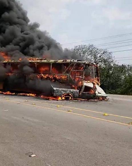 Impactantes imágenes del choque e incendio entre bus y pick up en Taulabé