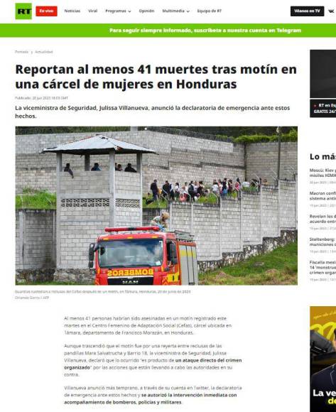 Así informa el mundo sobre la matanza dentro de la cárcel de mujeres de Támara en Honduras