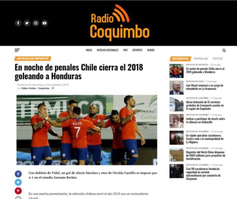 Prensa chilena reconoce pésimo arbitraje contra Honduras