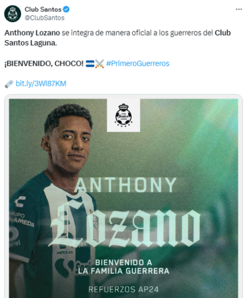 Antony “Choco” Lozano llega al Santos Laguna y así reaccionó la prensa de México