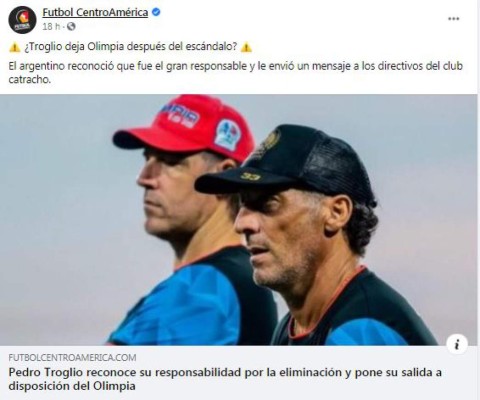 Reacción de la prensa internacional por la probable renuncia de Troglio del Olimpia