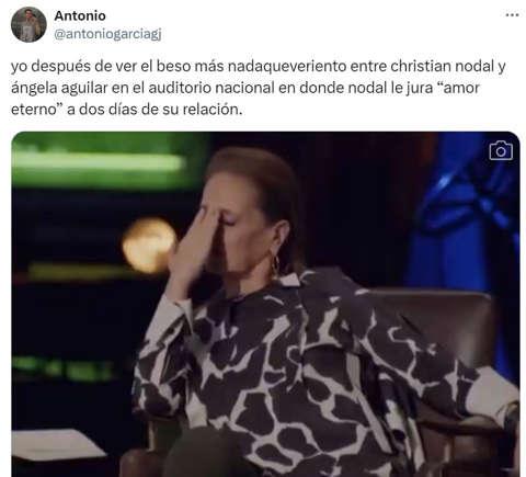 Los memes del beso entre Christian Nodal y Ángela Aguilar