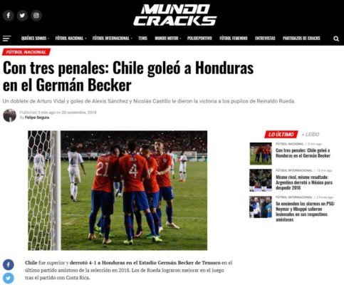 Prensa chilena reconoce pésimo arbitraje contra Honduras