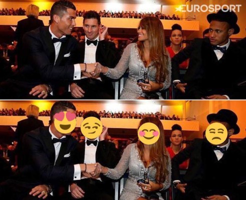 Los memes del saludo de CR7 a novia de Messi