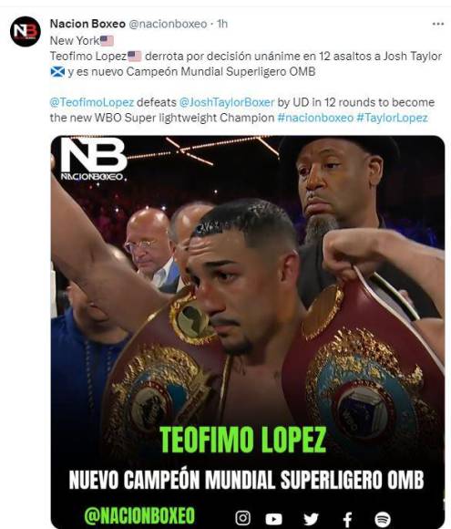 Prensa internacional reacciona al triunfo de Teófimo López ante el escocés Josh Taylor