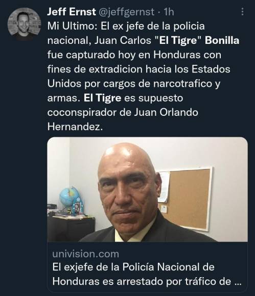 Así informa el mundo la captura del exdirector policial ‘El Tigre’ Bonilla