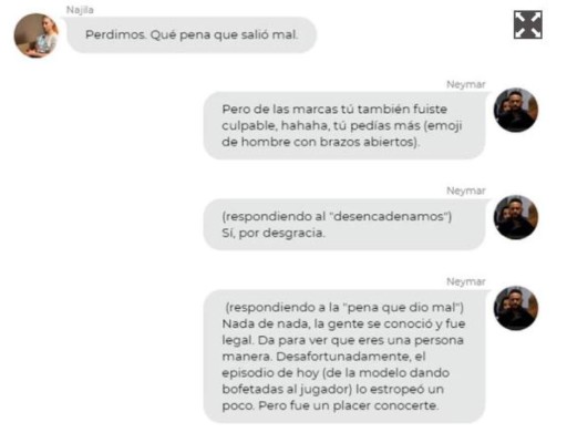 FOTOS: Sale a la luz el chat completo de WhatsApp entre Neymar y Najila Trindade, la modelo que lo acusa de violación