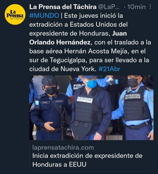 Así informó el mundo sobre la extradición de Juan Orlando Hernández a EEUU