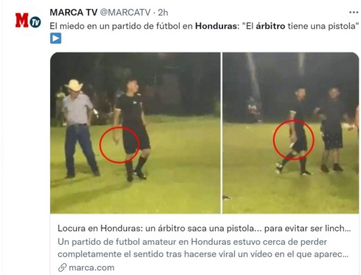 Árbitro que sacó una pistola durante partido en Copán genera revuelo a nivel mundial (Fotos)