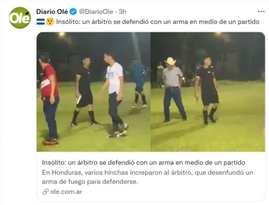 Árbitro que sacó una pistola durante partido en Copán genera revuelo a nivel mundial (Fotos)