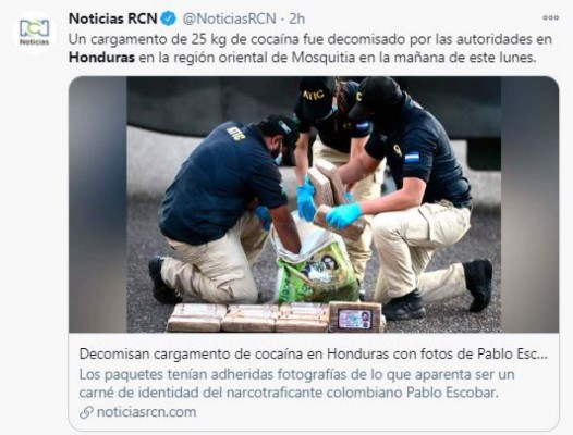 El mundo intrigado por incautación de droga con el rostro de Escobar en Honduras