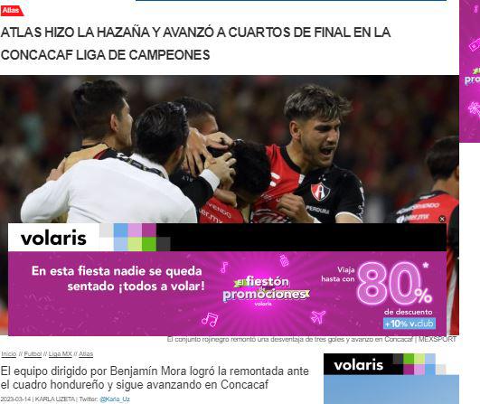 Prensa mexicana califica de “heroica” la remontada del Atlas ante el Olimpia en Concachampions